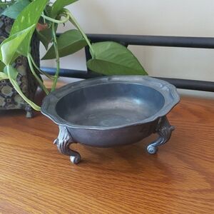 Elegant Pewter Metal Footed Bowl
